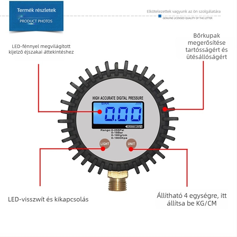 Elektronikus gumiabroncsnyomásmérő digitális kijelzővel (Model 1)