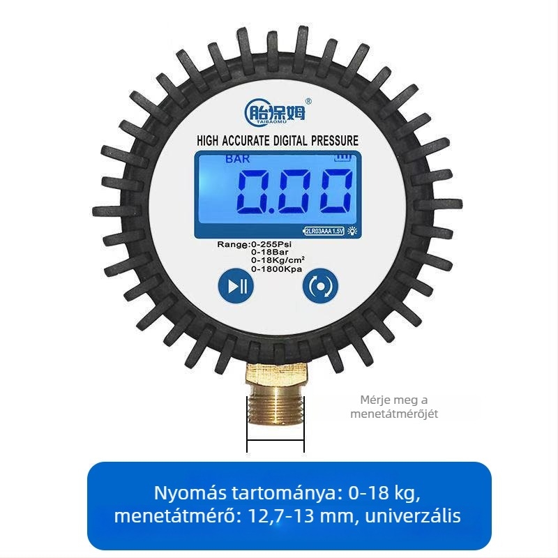 Elektronikus gumiabroncsnyomásmérő digitális kijelzővel (Model 1)