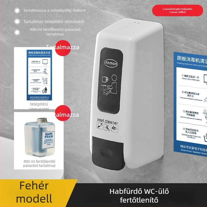 Falihoz szerelt toalett habosító sterilizáló, kézi nyomással, ABS anyag, oxidációs kezelés, modern minimalista stílus