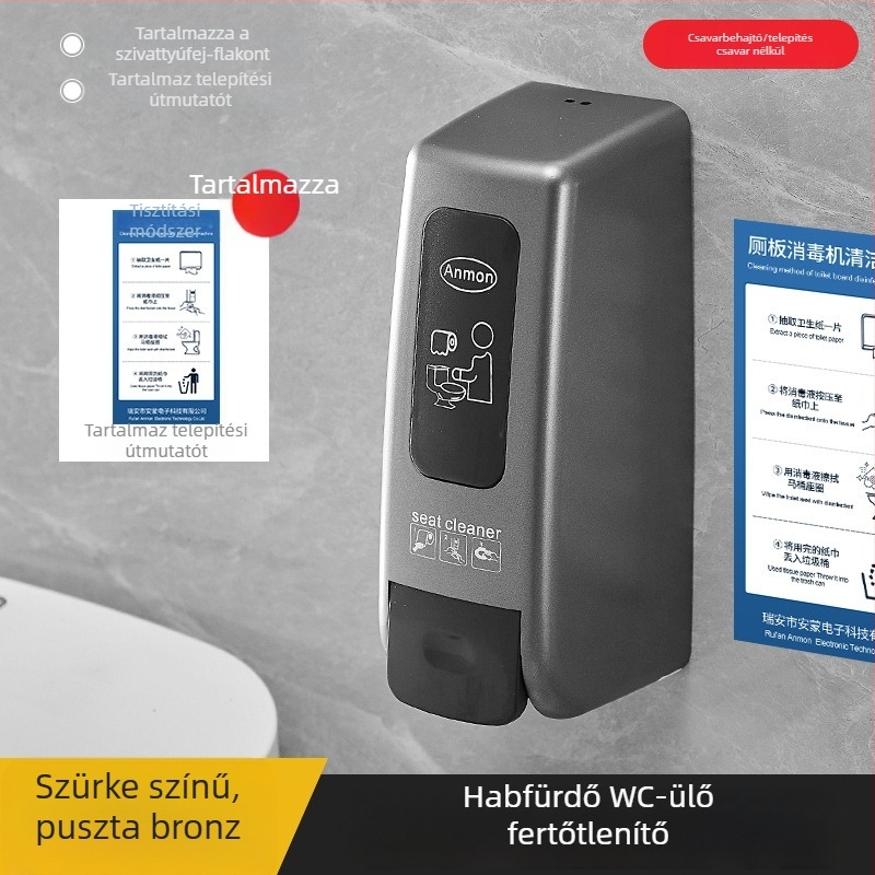 Falihoz szerelt toalett habosító sterilizáló, kézi nyomással, ABS anyag, oxidációs kezelés, modern minimalista stílus