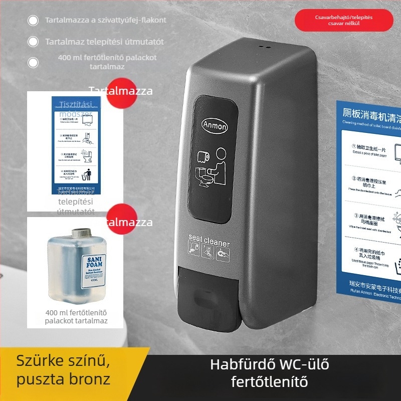Falihoz szerelt toalett habosító sterilizáló, kézi nyomással, ABS anyag, oxidációs kezelés, modern minimalista stílus