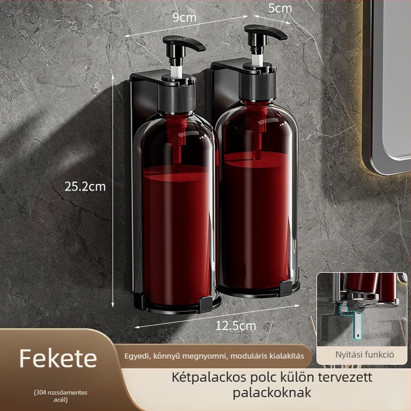 Rozsdamentes acélból készült szappanadagoló tartó – csiszolt felület, könnyed luxus stílus, kézi nyomású működés, súly 400 g