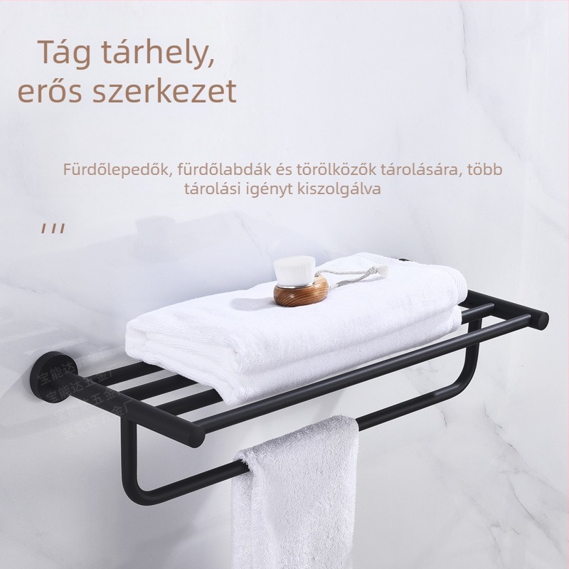 Rozsdamentes acél törölközőtartó, dupla réteg, csiszolt felület, korrózióálló, teherbírás 3–5 kg