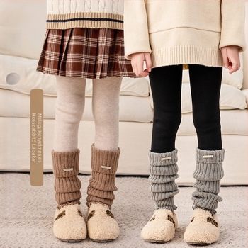 Lányok téli melegen bélelt leggings, magas derék, hosszú, 80% pamut, 3–8 éveseknek