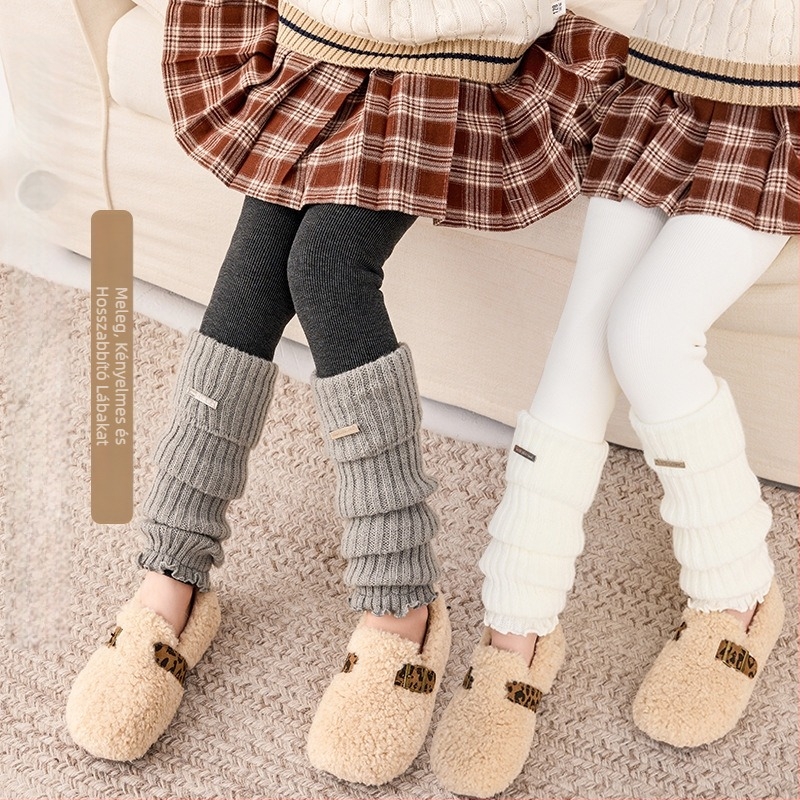 Lányok téli melegen bélelt leggings, magas derék, hosszú, 80% pamut, 3–8 éveseknek