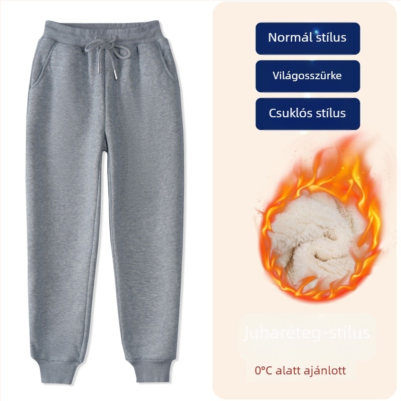 Gyerekek téli pamut sportnadrág fleece béléssel, középmagas derekú, elasztikus derékrész, egyszínű, iskolai egyenruhához