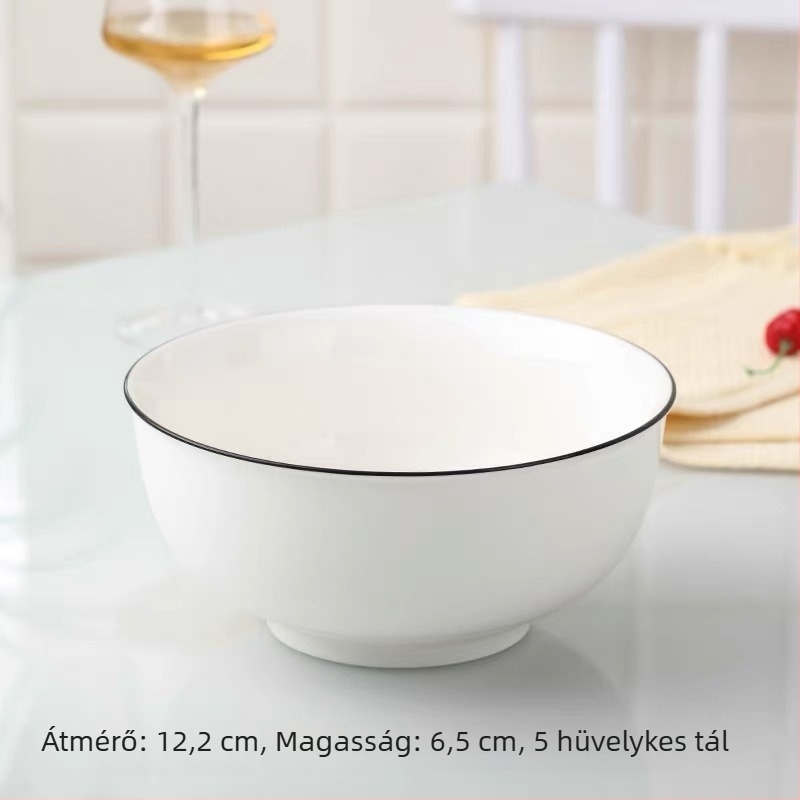 Nordic stílusú kerámia étkészlet underglaze felülettel – kerek tányérok és tálak, mikrohullámú sütőben használható