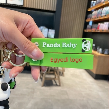 Szilikon Panda kulcstartó, aranyos rajzfilmszerű stílus