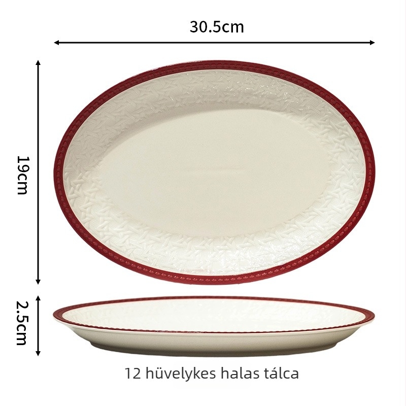 Kerámia edénykészlet tálakkal és tányérokkal, csíkos mintázat, retro stílus, kerek formájú — felnőtteknek