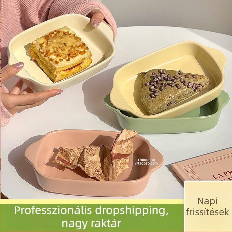 Kerámiás sütőedény, négyszögletes, mázas felület, mikrohullámú sütőben használható, modern minimalista stílus