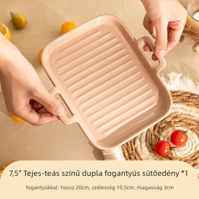 Kerámiás sütőedény, négyszögletes, mázas felület, mikrohullámú sütőben használható, modern minimalista stílus