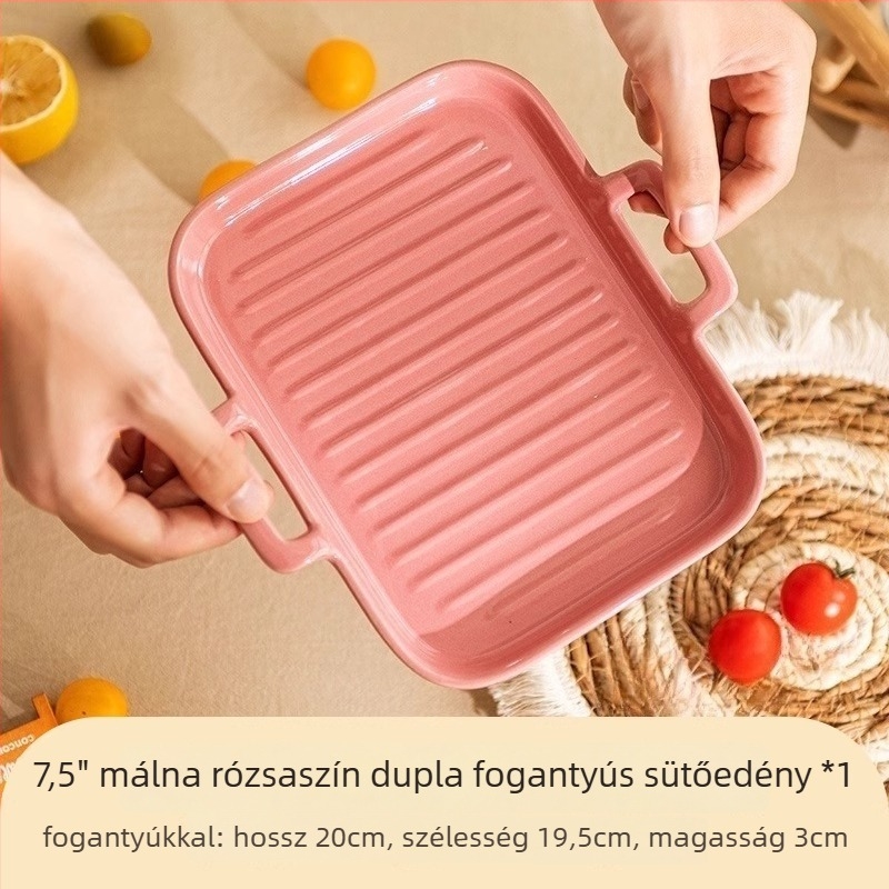 Kerámiás sütőedény, négyszögletes, mázas felület, mikrohullámú sütőben használható, modern minimalista stílus