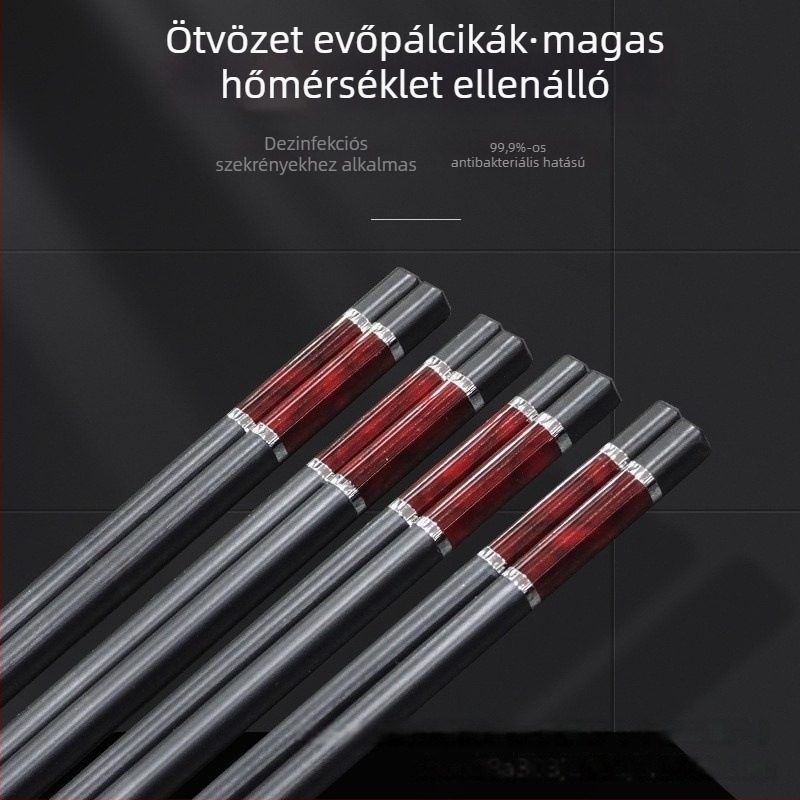 Ötvözetből készült evőpálcikák agat mintával, 10 pár, könnyű luxus retro stílus