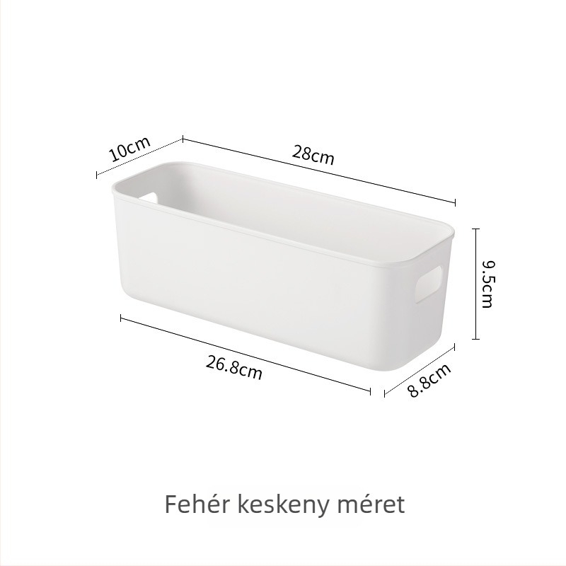 Műanyag tárolókosár — modern minimál dizájn fürdőszobába és konyhába, modell 6606