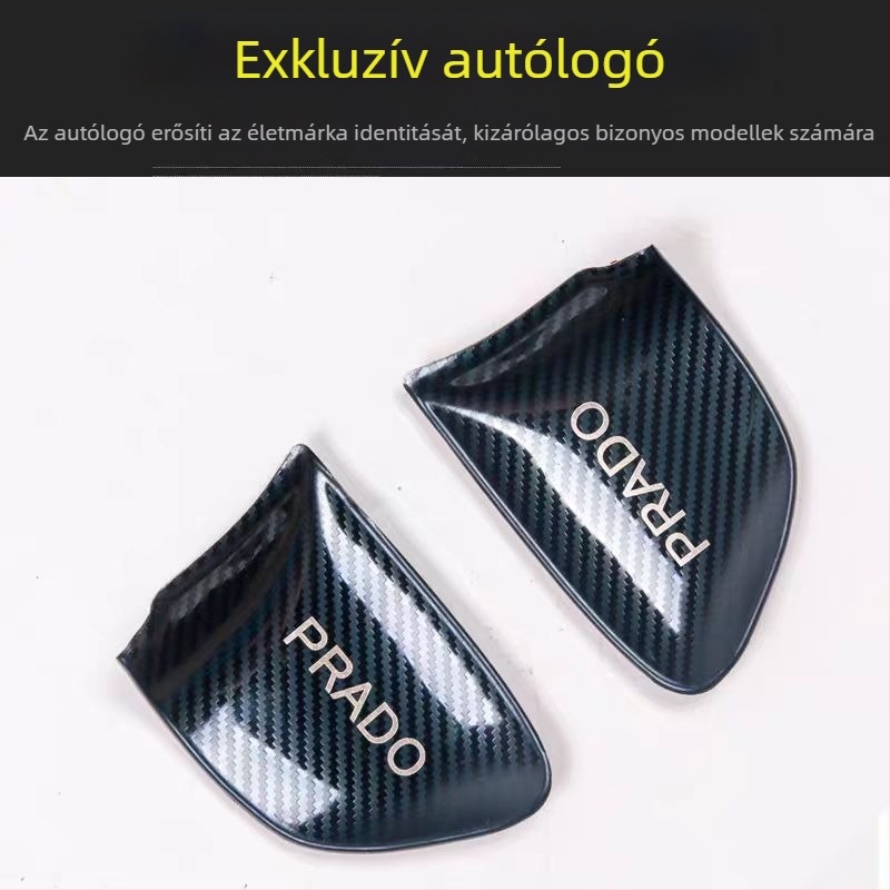 Belső ajtó fogantyú panel – rozsdamentes acél; karcolás- és kopásálló; pozíció: ablak kapcsoló panel; kompatibilis a Toyota Prado LC120; márka Sphoree