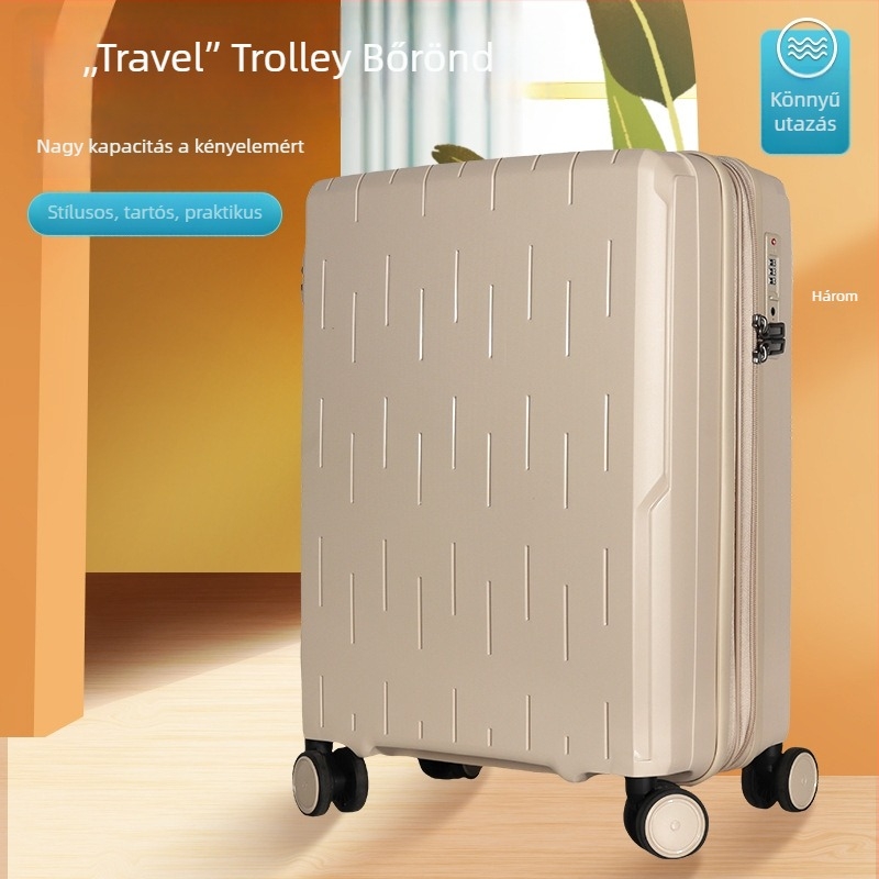 PP guruló koff, univerzális kerekek, cipzáras nyitás, TSA jelszavas zár, súly 3,15 kg
