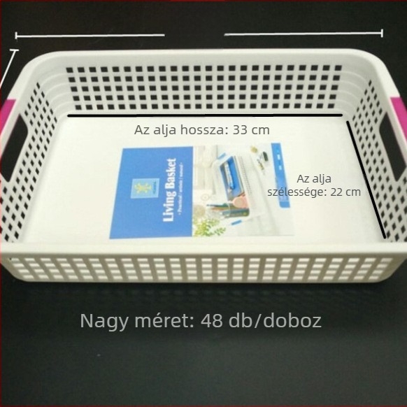 Műanyag téglalap alakú tároló kosár, modell 3544, 48 darabos csomag