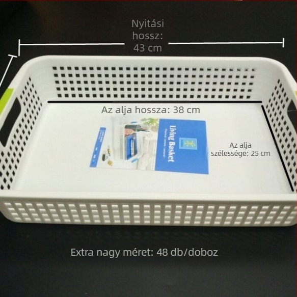 Műanyag téglalap alakú tároló kosár, modell 3544, 48 darabos csomag