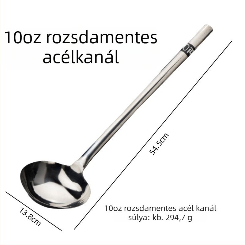 Hosszú fogantyújú rozsdamentes acél kanál és spatula készlet, két darab, tapadásmentes, hőálló