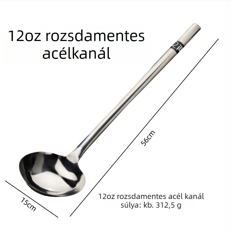 Hosszú fogantyújú rozsdamentes acél kanál és spatula készlet, két darab, tapadásmentes, hőálló