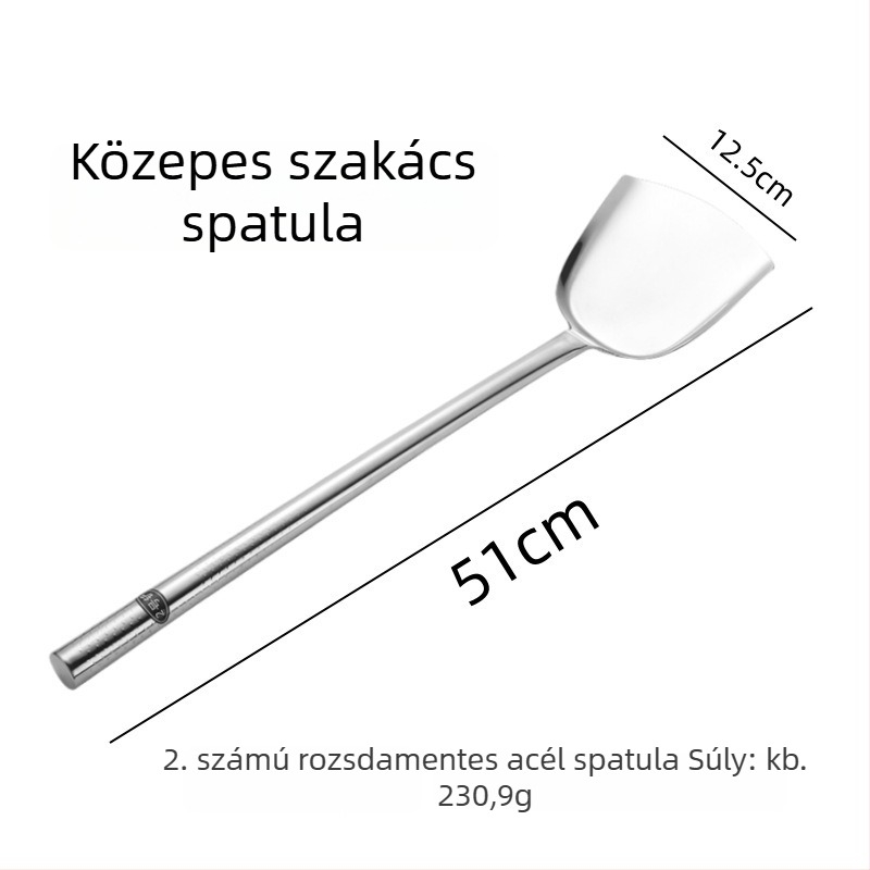 Hosszú fogantyújú rozsdamentes acél kanál és spatula készlet, két darab, tapadásmentes, hőálló