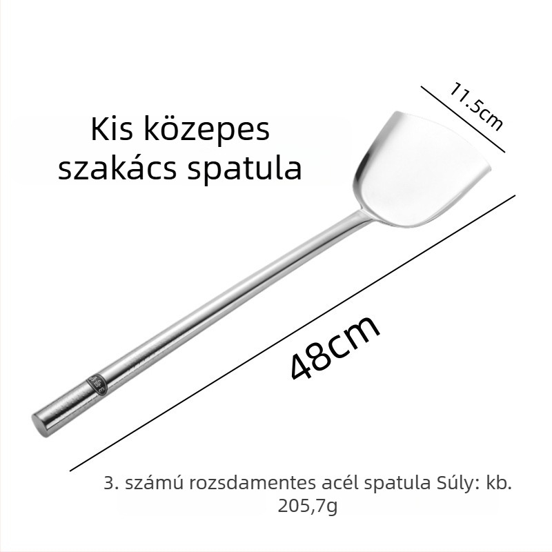 Hosszú fogantyújú rozsdamentes acél kanál és spatula készlet, két darab, tapadásmentes, hőálló