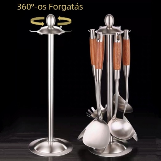 304 rozsdamentes acél spatula fa nyéllel – csúszásmentes, hőálló, égésvédő