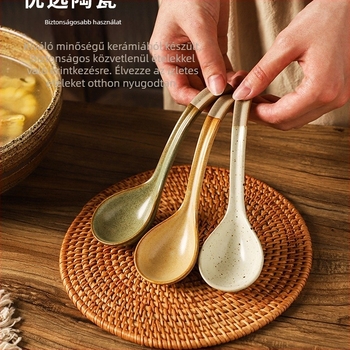 Vintage kézműves leveskanál – anyag: selyemvirág, mintázat: 69850, polírozás Hemp wheel-lé, egyszerű stílus