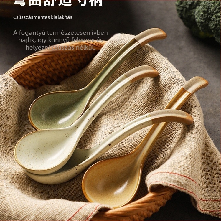 Vintage kézműves leveskanál – anyag: selyemvirág, mintázat: 69850, polírozás Hemp wheel-lé, egyszerű stílus