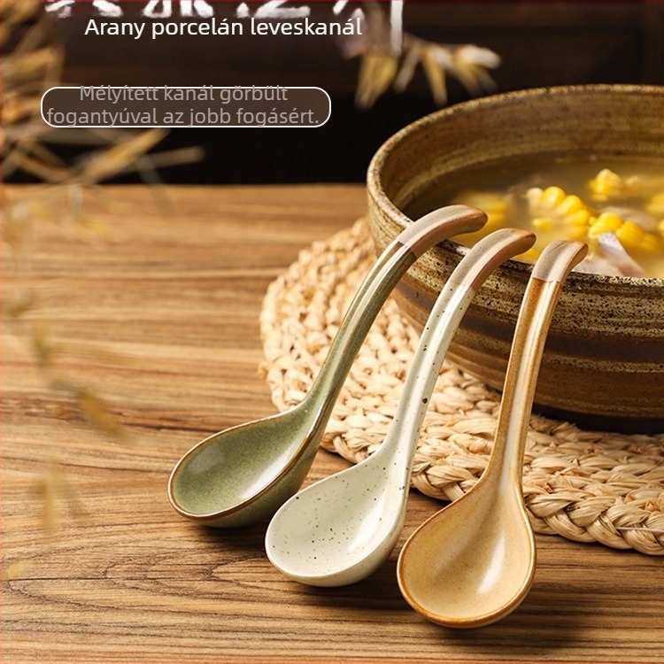 Vintage kézműves leveskanál – anyag: selyemvirág, mintázat: 69850, polírozás Hemp wheel-lé, egyszerű stílus
