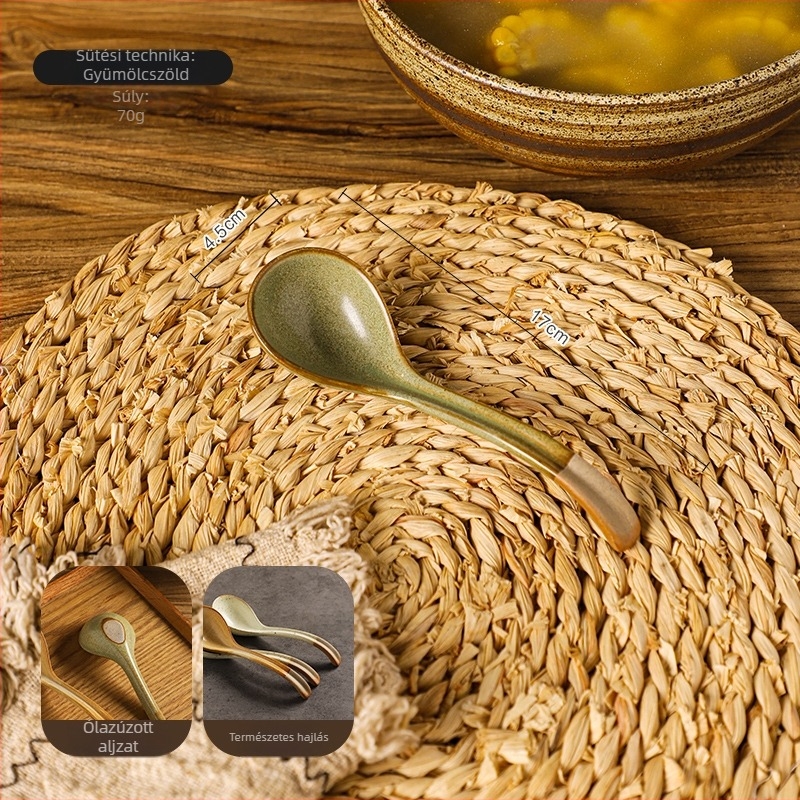 Vintage kézműves leveskanál – anyag: selyemvirág, mintázat: 69850, polírozás Hemp wheel-lé, egyszerű stílus