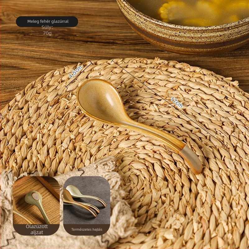 Vintage kézműves leveskanál – anyag: selyemvirág, mintázat: 69850, polírozás Hemp wheel-lé, egyszerű stílus