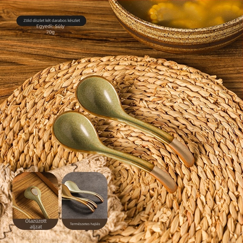 Vintage kézműves leveskanál – anyag: selyemvirág, mintázat: 69850, polírozás Hemp wheel-lé, egyszerű stílus