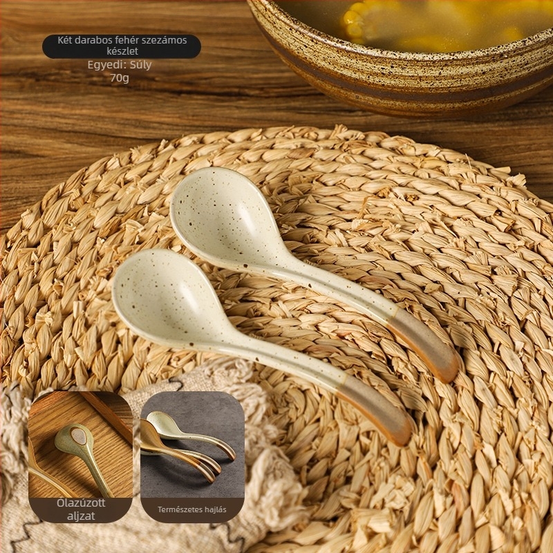 Vintage kézműves leveskanál – anyag: selyemvirág, mintázat: 69850, polírozás Hemp wheel-lé, egyszerű stílus