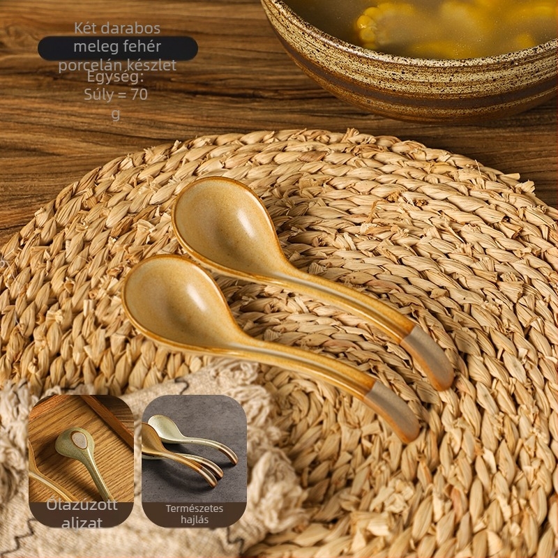 Vintage kézműves leveskanál – anyag: selyemvirág, mintázat: 69850, polírozás Hemp wheel-lé, egyszerű stílus