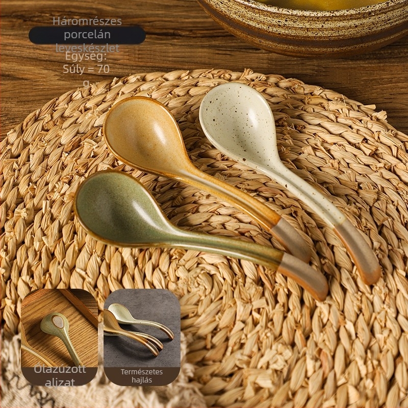 Vintage kézműves leveskanál – anyag: selyemvirág, mintázat: 69850, polírozás Hemp wheel-lé, egyszerű stílus