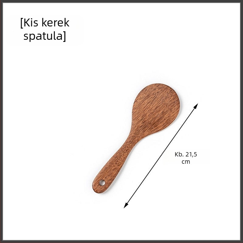 Hosszú nyelű fából készült spatula- és kanálkészlet tapadásmentes serpenyőkhöz, nyomtatott logóval és testreszabási lehetőséggel