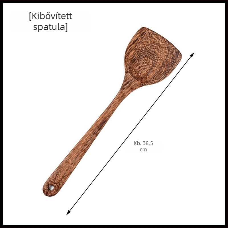 Hosszú nyelű fából készült spatula- és kanálkészlet tapadásmentes serpenyőkhöz, nyomtatott logóval és testreszabási lehetőséggel