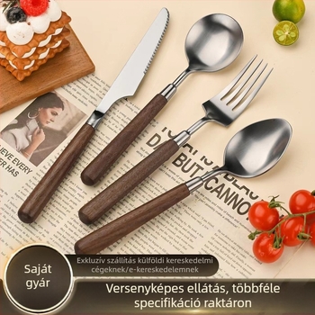Kés, villa, kanál készlet 304 rozsdamentes acélból, tükrös felület, kézzel készített, retro fényű stílus