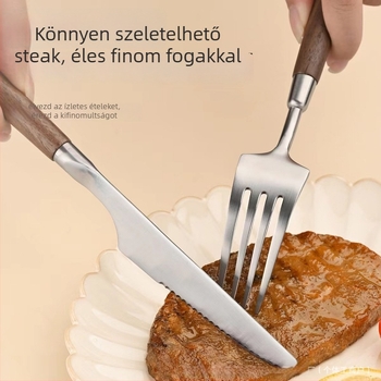 Kés, villa, kanál készlet 304 rozsdamentes acélból, tükrös felület, kézzel készített, retro fényű stílus