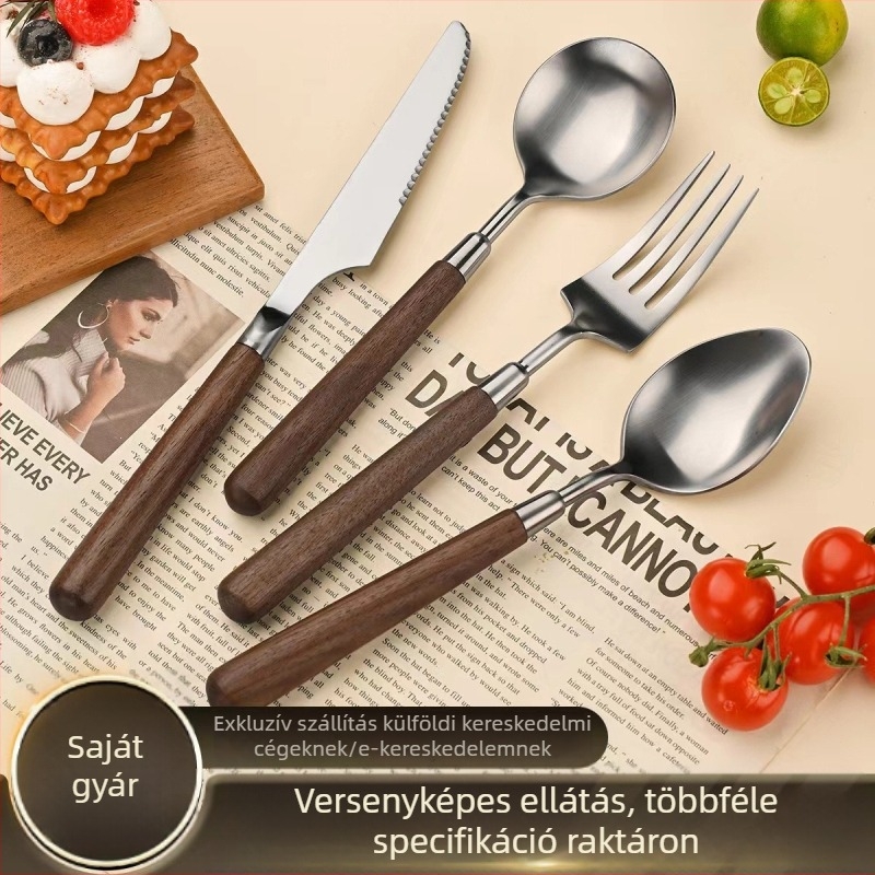 Kés, villa, kanál készlet 304 rozsdamentes acélból, tükrös felület, kézzel készített, retro fényű stílus
