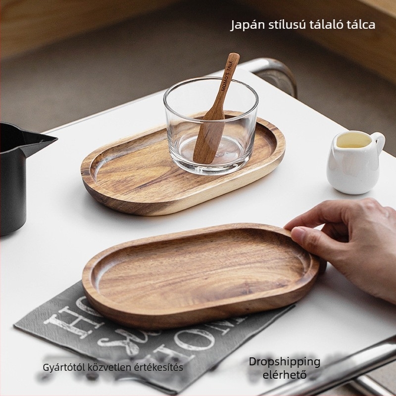 Fából készült tea tálca, kör alak, modern minimalist stílus, polírozott felület, testreszabható