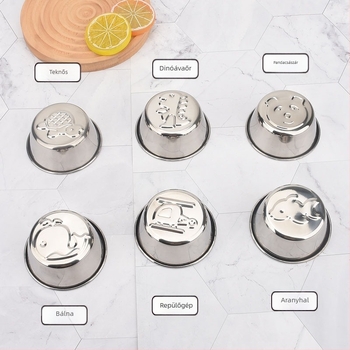 Puding forma – kör alakú, 304 rozsdamentes acélból készült sütőforma, rajzfilm motívummal, kézzel készített DIY dizájn; párolt süteményekhez; csomagolás 10×10×10 cm.