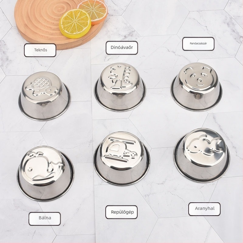 Puding forma – kör alakú, 304 rozsdamentes acélból készült sütőforma, rajzfilm motívummal, kézzel készített DIY dizájn; párolt süteményekhez; csomagolás 10×10×10 cm.