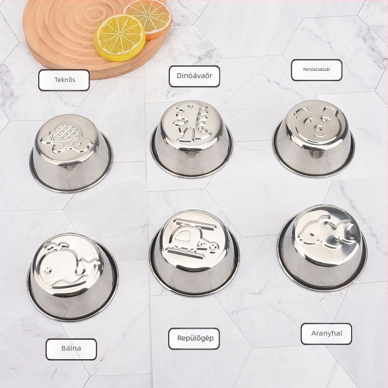 Puding forma – kör alakú, 304 rozsdamentes acélból készült sütőforma, rajzfilm motívummal, kézzel készített DIY dizájn; párolt süteményekhez; csomagolás 10×10×10 cm.