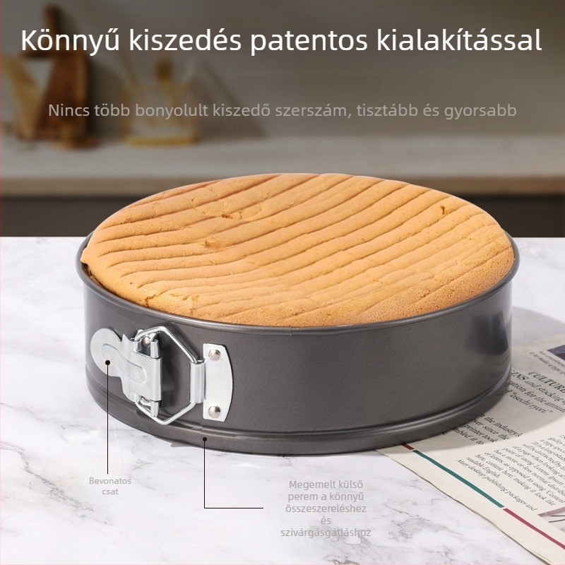 Vastag falú szénacél tortaforma készlet, leválasztható aljjal, 7/8/10/12 hüvelyk, tapadásmentes
