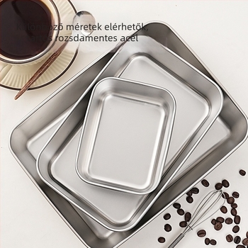 Rozsdamentes acél tiramisú forma négyzetes tálcával, vastagított dizájnnal, mousse tartóval és fedővel otthoni sütéshez
