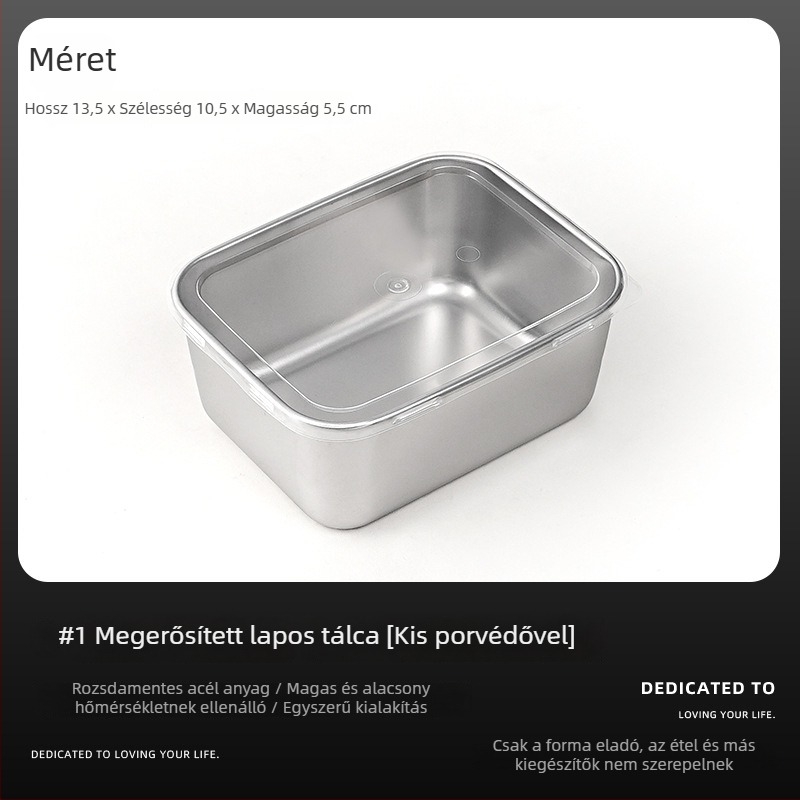 Rozsdamentes acél tiramisú forma négyzetes tálcával, vastagított dizájnnal, mousse tartóval és fedővel otthoni sütéshez