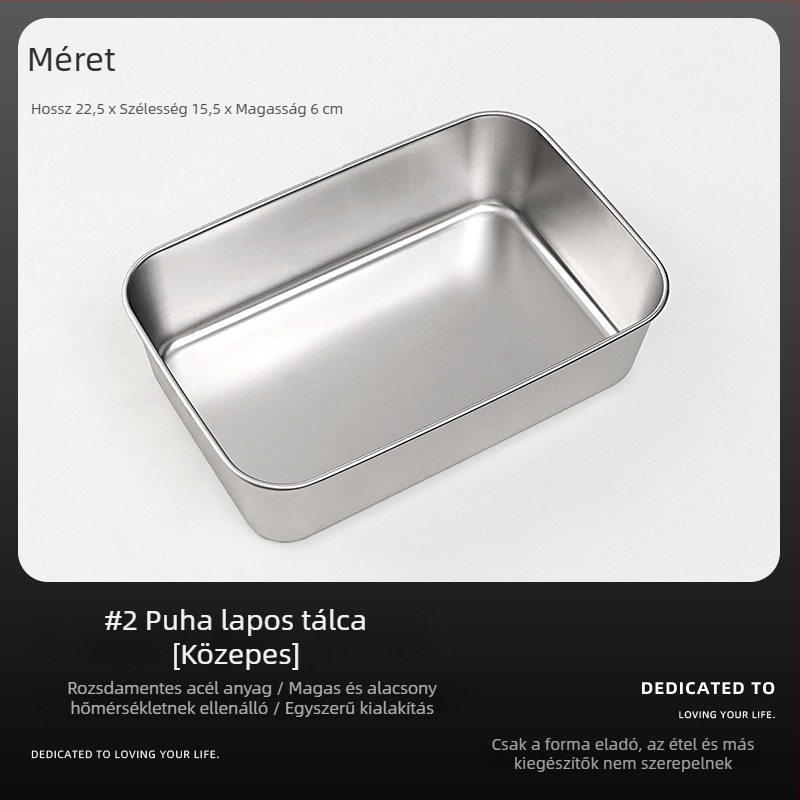 Rozsdamentes acél tiramisú forma négyzetes tálcával, vastagított dizájnnal, mousse tartóval és fedővel otthoni sütéshez