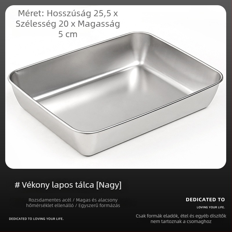 Rozsdamentes acél tiramisú forma négyzetes tálcával, vastagított dizájnnal, mousse tartóval és fedővel otthoni sütéshez
